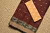 Picture of Maroon Bengal Cotton Saree with balck border and butta