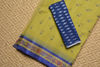 Picture of Olive-Green Bengal Cotton Saree with Royal-Blue Border and Butta