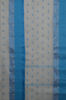 Picture of White Bengal Cotton Saree with Blue Border and Butta