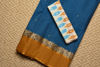 Picture of Peacock-Blue Bengal Cotton Saree with Mustard-Yellow and Maroon Ganga Jamuna Border