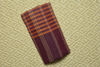 Picture of Brick-Red Bengal Cotton Saree with Dark-Maroon Stripes and Double Purple Border