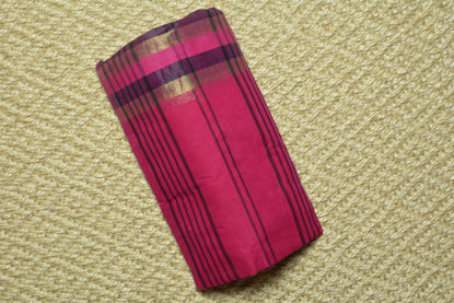 Picture of Dark-Pink Bengal Cotton Saree with Black Zari Stripes Border