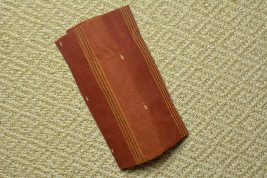 Picture of Brick-Red Bengal Cotton Saree with Maroon Border and Butta