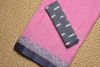 Picture of Plain Style Baby-Pink Bengal Cotton Saree with Prussian-Blue Floral Border