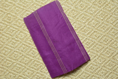 Picture of Plain Style Purple Bengal Cotton Saree with Cream Double Border