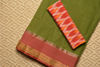 Picture of Plain Style Mehendi Green Bengal Cotton Saree with Mustard Yellow and Red Ganga Jamuna Border