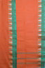 Picture of Plain Style Orange Bengal Cotton Saree with Green Double Border