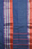 Picture of Plain Style Navy Blue Bengal Cotton Saree with Gold and Red Pyramid Border