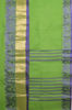 Picture of Plain Style Green Bengal Cotton Saree with Blue Threadwork and Zari Border