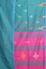 Picture of Peacock Green and Magenta Baha Silk Saree with Poka Butti