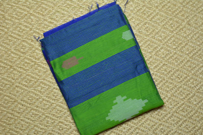 Picture of Royal Blue and Green Baha Silk Saree with Poka Butti
