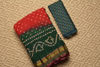 Picture of Red and Dark Green Tie and Dye Bandhani Cotton Saree