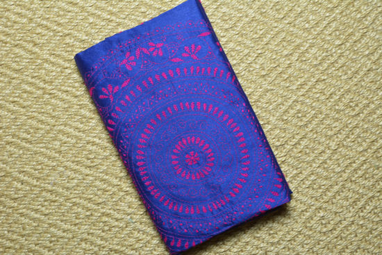Picture of Royal Blue Tussar Silk Saree with Kantha Work