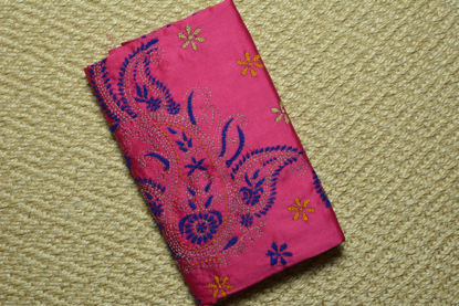 Picture of Pink Tussar Silk Saree with Kantha Work
