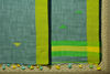 Picture of Green and Yellow Jamdani Work Linen Saree