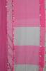 Picture of Candy Pink and White Handloom Pom Pom Saree