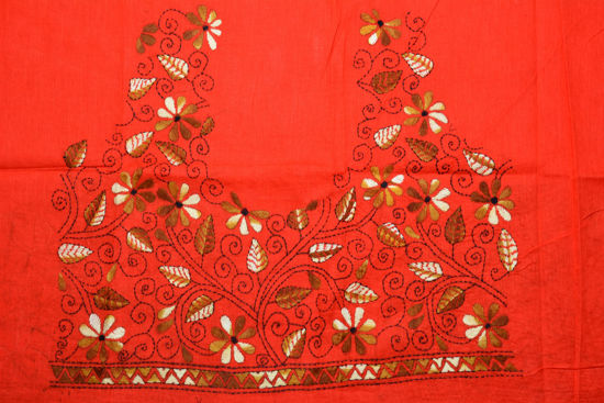 Picture of Orange Kantha Embroidery Blouse