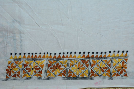 Picture of White Kantha Embroidery Cotton Blouse
