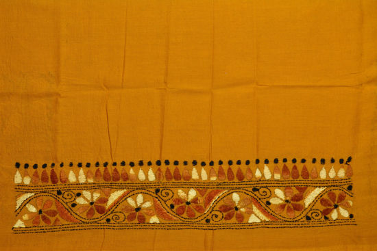 Picture of Mustard Yellow Kantha Embroidery Cotton Blouse