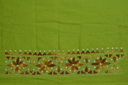 Picture of Olive Green Kantha Embroidery Cotton Blouse