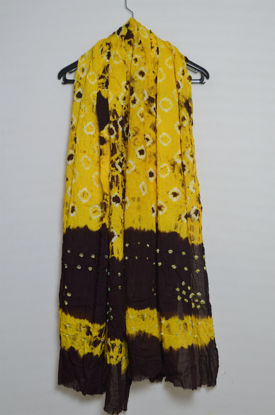 Picture of Yellow and Brown Cotton Bandhani Dupatta