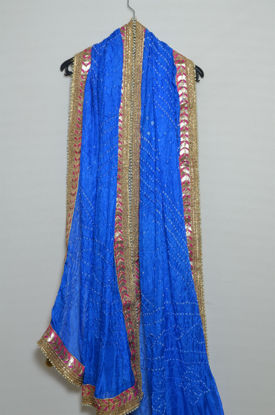 Picture of Blue Art Silk Bandhani Dupatta with Gotta Patti work