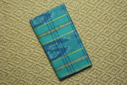 Picture of Sea-Green Bengal Cotton Saree with Blue Pochampally Design