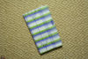 Picture of Ivory White Bengal Cotton Saree with Violet and Green Stripes