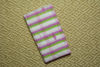 Picture of Ivory White Bengal Cotton Saree with Pink and Green Stripes