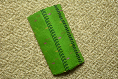 Picture of Parrot-Green Bengal Cotton Saree with Gold Border and Butta