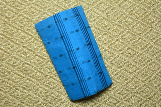 Picture of Copper Sulphate Blue Bengal Cotton Saree with Navy-Blue Border and Butta