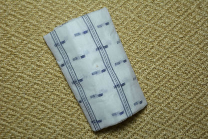 Picture of White Bengal Cotton Saree with Navy-Blue Border and Butta