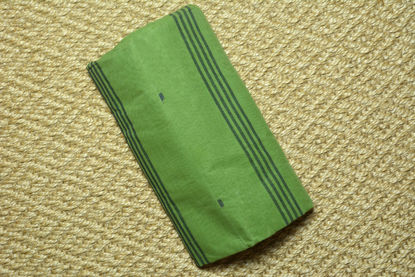 Picture of Pista-Green Bengal Cotton Saree with Butta and Navy-Blue Border