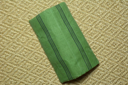 Picture of Plain Style Pista-Green Bengal Cotton Saree with Navy-Blue Double Border