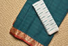 Picture of Peacock-Green Bengal Cotton Saree with Red Floral Border