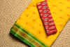 Picture of Mango-Yellow Bengal Cotton Saree with Green Border and Butta