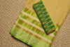 Picture of Beige Bengal Cotton Saree with Parrot-Green and Gold Zari Stripes Border