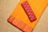 Picture of Mango-Yellow Bengal Cotton Saree with Red Border and Butta