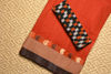 Picture of Plain Style Brick Red Bengal Cotton Saree with Black and Gold Ganga Jamuna Border