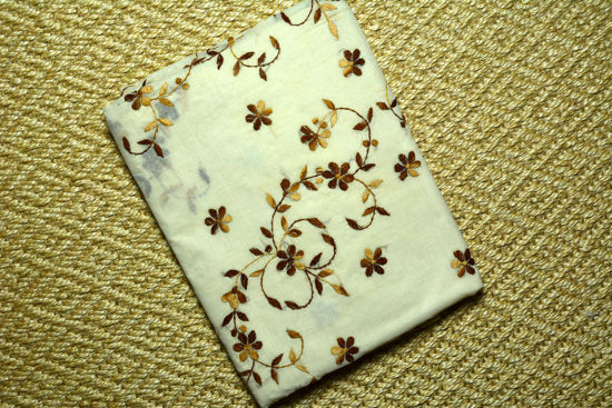 Picture of Cream with Brown Hand Embroidery Cotton Saree