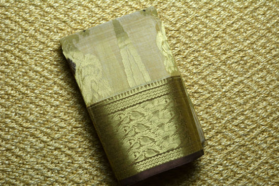 Picture of Nude and Brown Tussar Silk Saree