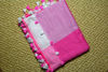 Picture of Candy Pink and White Handloom Pom Pom Saree