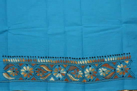 Picture of Blue Kantha Embroidery Cotton Blouse