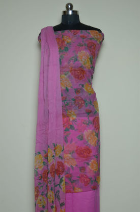 Picture of Pink Floral Munga Kota Doria Dress Material