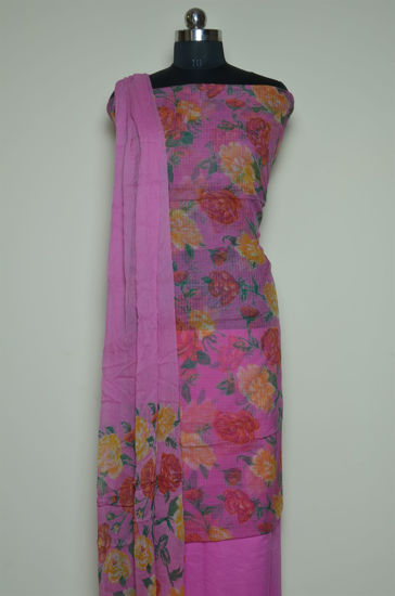 Picture of Pink Floral Munga Kota Doria Dress Material