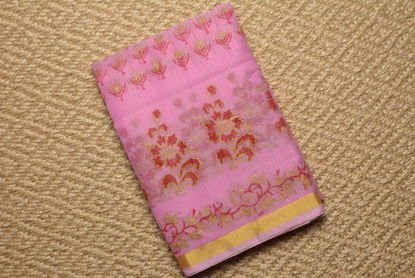Picture of Pink Floral Kota Doria Silk Cotton Saree