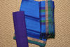 Picture of Peacock Blue and Violet Mangalagiri Silk Dress Material