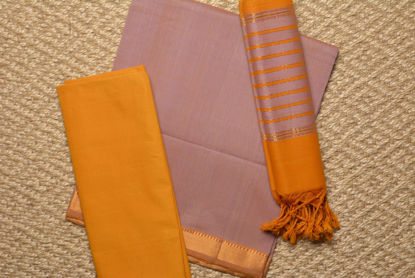 Picture of Pink and Yellow Mangalagiri Cotton Dress Material