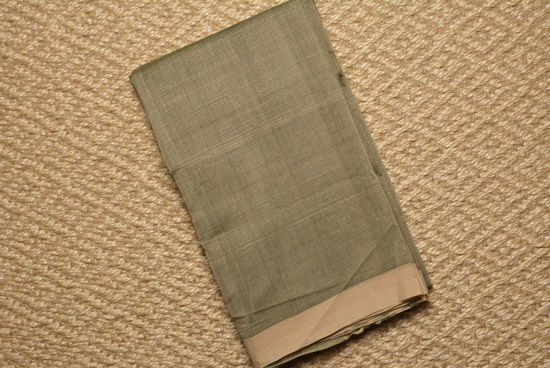 Picture of Beige and Green Mangalagiri Handloom Cotton Saree