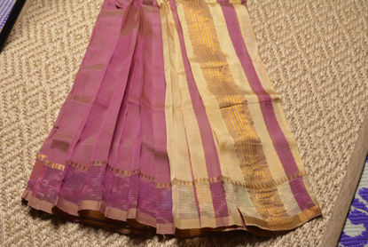 Picture of Onion Pink and Beige Mangalagiri Silk Saree